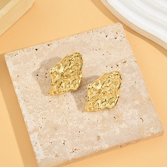Boucles d'Oreilles Dorées Plaques Froissées