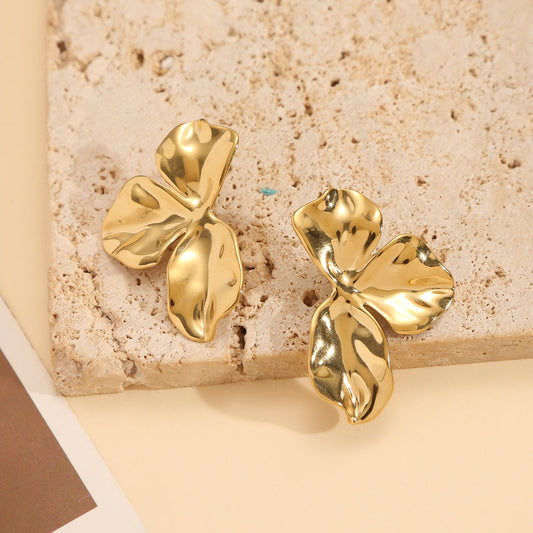 Boucles d'Oreilles Dorées Pétales Ondulées