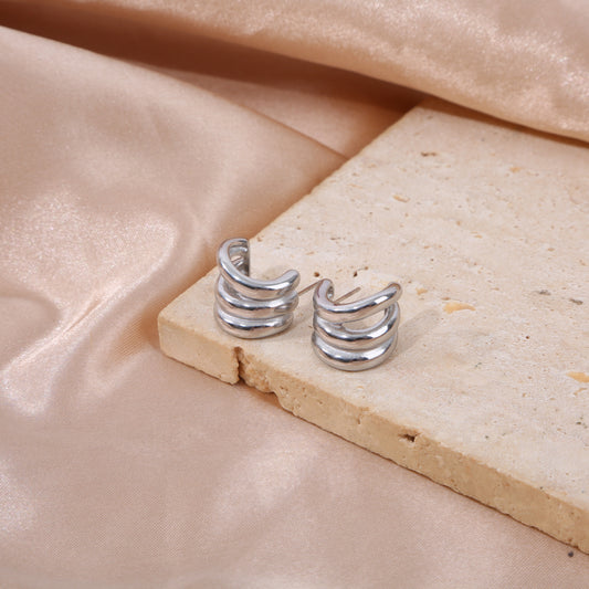 Boucles d'oreilles argentées triple anneaux