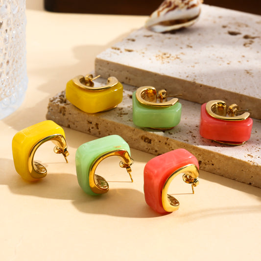 Boucles d'oreilles anneaux résine