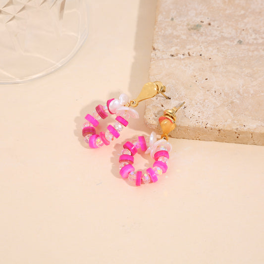 Boucles d'oreilles petites pendantes rosées