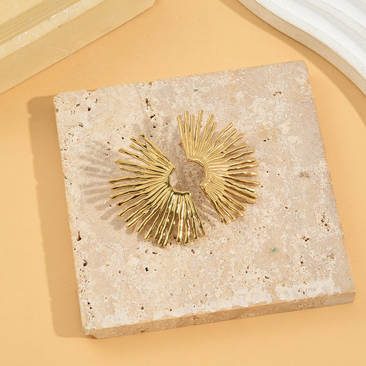 Boucles d'Oreilles Dorées Demi Soleil