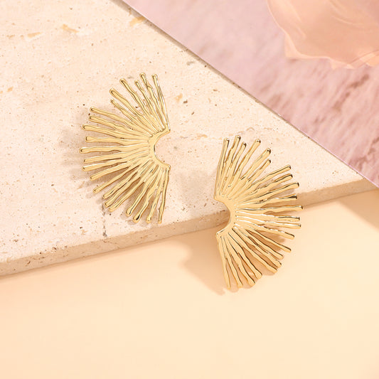 Boucles d'Oreilles Dorées Demi Soleil