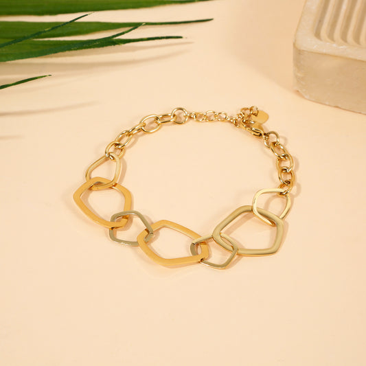 Bracelet Chaîne Dorée À Anneaux Irréguliers