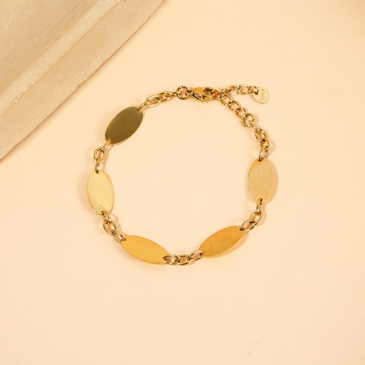 Bracelet Chaîne Dorée Plaques Ovales Lisses À Graver