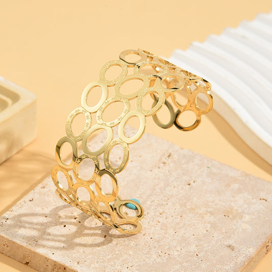 Bracelet Doré Jonc Manchette Multi Cercle