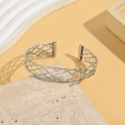 Bracelet Argenté Jonc Tressés Multifils