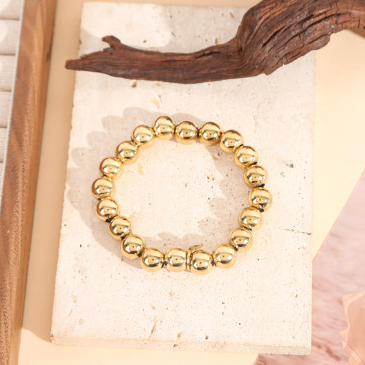Bracelet Élastique Grosses Perles Acier Avec Pendentif