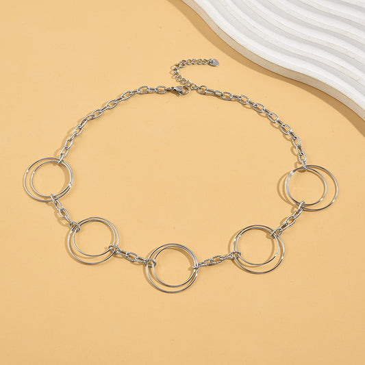 Collier Argenté Multi Double Anneaux