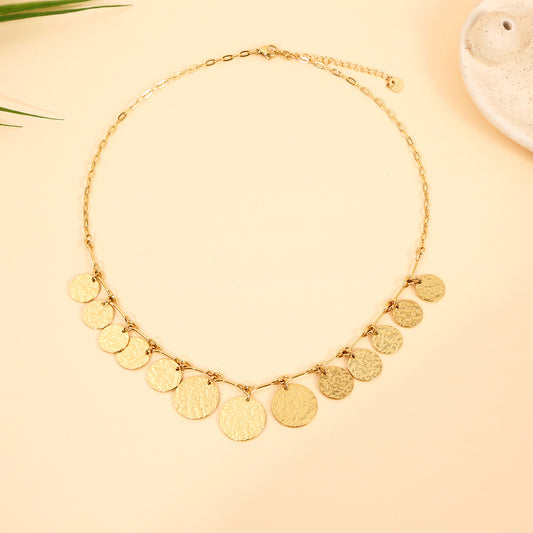 Collier Chaîne Dorée Médaillons Martelés
