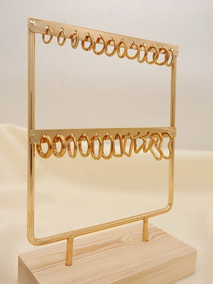 Set of earrings on display