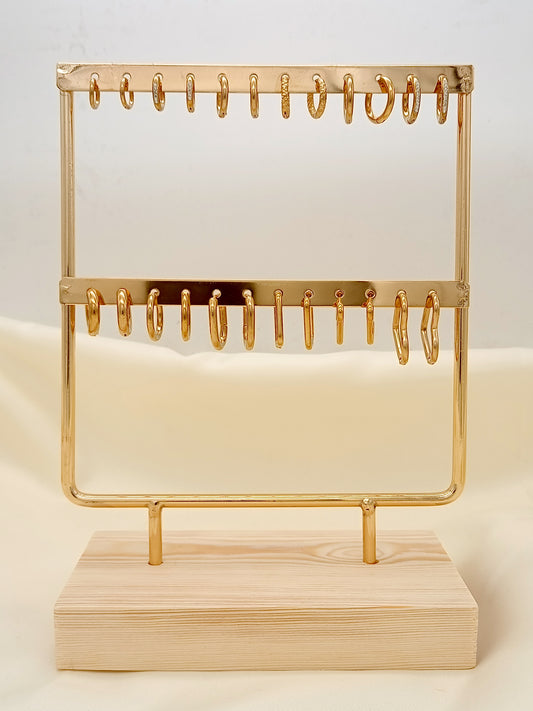 Set of earrings on display