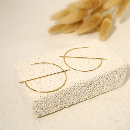 Golden barred hoop earrings