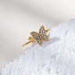 Bague dorée ajustable papillon