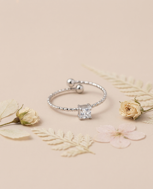 Bague Ajustable Fine à Strass
