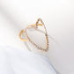 Bague dorée ajustable cœur avec strass