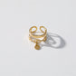 Bague dorée ajustable double ligne avec pendentif