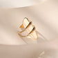 Bague dorée ajustable ovale double ligne