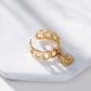 Bague dorée ajustable maillons avec pendentif