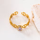 Bague dorée avec strass