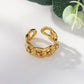 Bague dorée ajustable maillons avec points