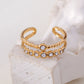 Bague double ligne avec strass