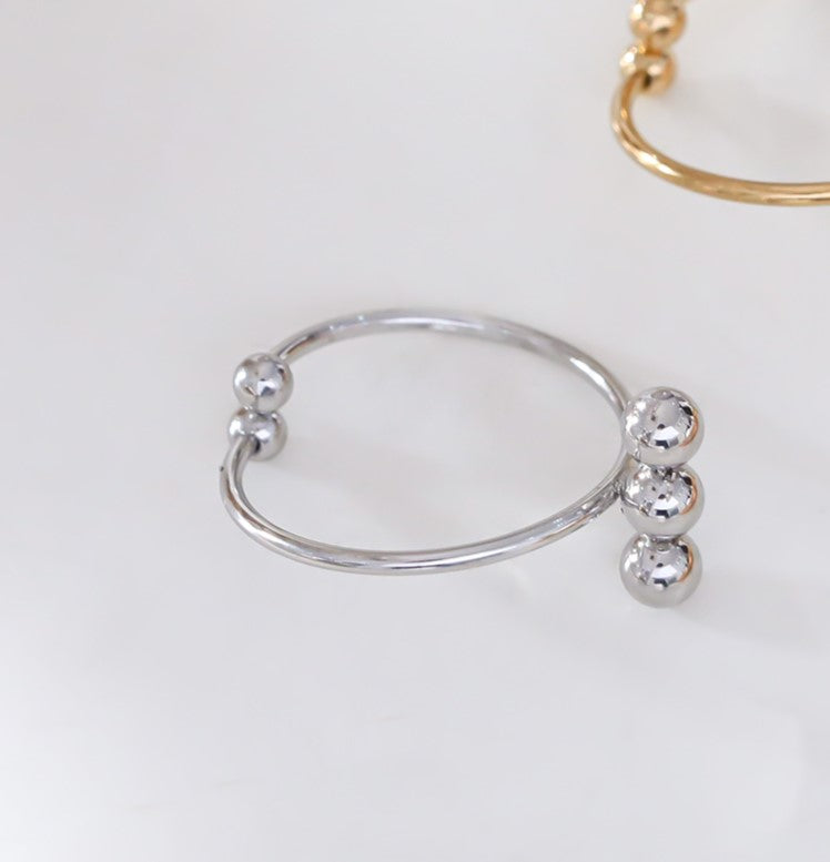Bague Ancienne En Argent 800 Avec 2 Boules - Taille 61 - Occasion Bon état - Bijou Vintage Fin Et élégant