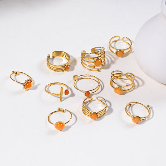 Lot de 10 bagues avec pierres