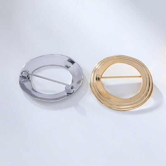 Broche argentée cercle lisse en acier inoxydable