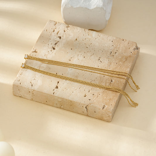 Boucles d'oreilles strass rectangle et chaînes pendantes longues