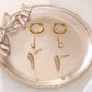 Triple paire de boucles d'oreilles créoles et strass