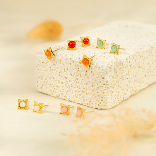 Lot de 5 paires de puces d'oreilles colorées