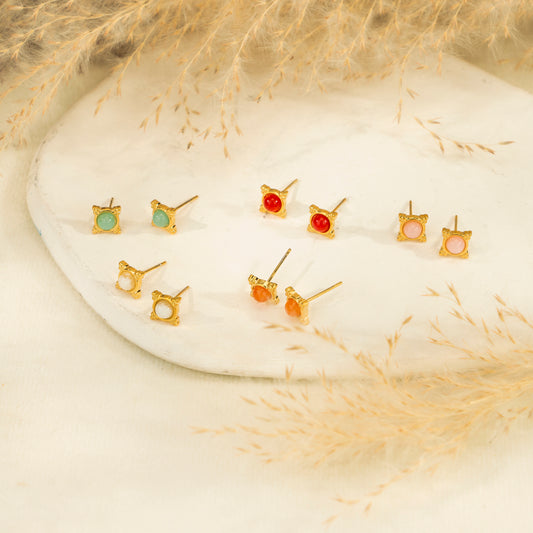 Lot de 5 paires de puces d'oreilles colorées