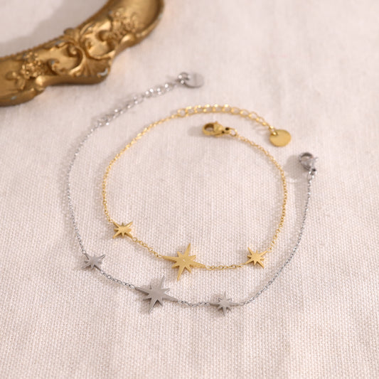 Bracelet chaîne doré étoile