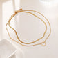 Double chain necklace with circle and flat chain