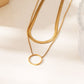 Double chain necklace with circle and flat chain