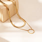Double chain necklace with circle and flat chain
