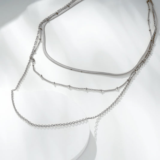 Collier Argenté Chaînes Triple Rang