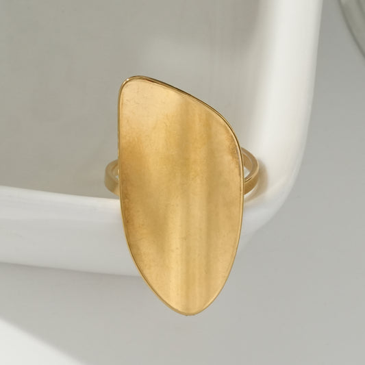 Bague Dorée Ajustable Bouclier Epais Brillant