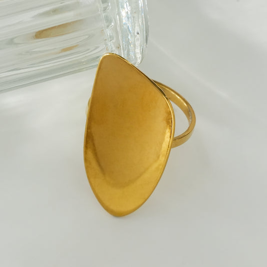 Bague Dorée Ajustable Bouclier Epais Brillant