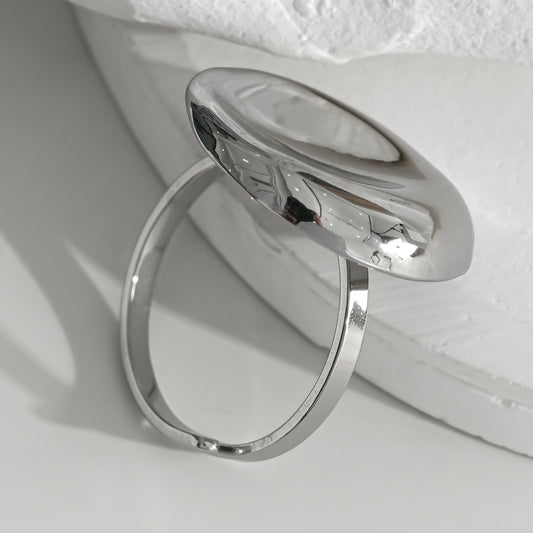 Bague Plaque Ronde Argentée