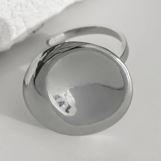 Bague Plaque Ronde Argentée