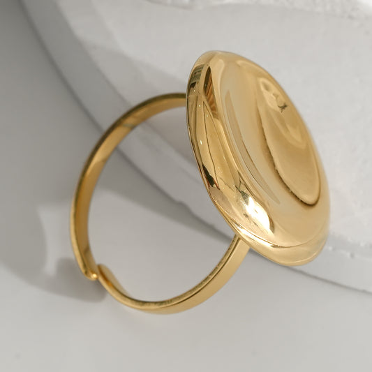 Bague Plaque Ronde Dorée