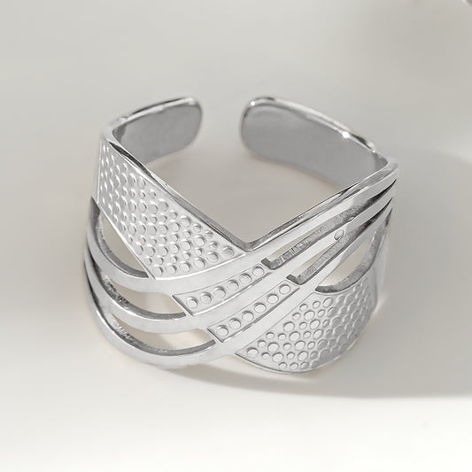 Bague Argentée Large Bande Gravure