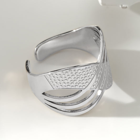 Bague Argentée Large Bande Gravure