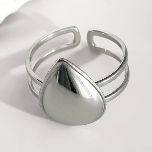 Bague Argentée Double Ligne Grosse Goutte