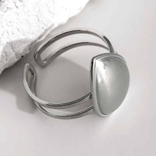 Bague Argentée Double Ligne Grosse Goutte