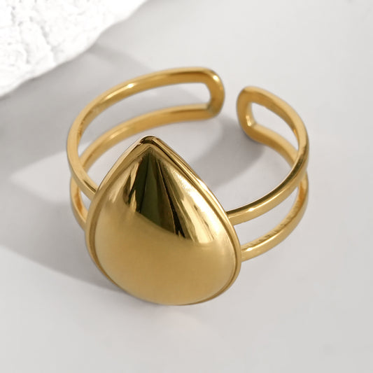 Bague Dorée Double Ligne Grosse Goutte