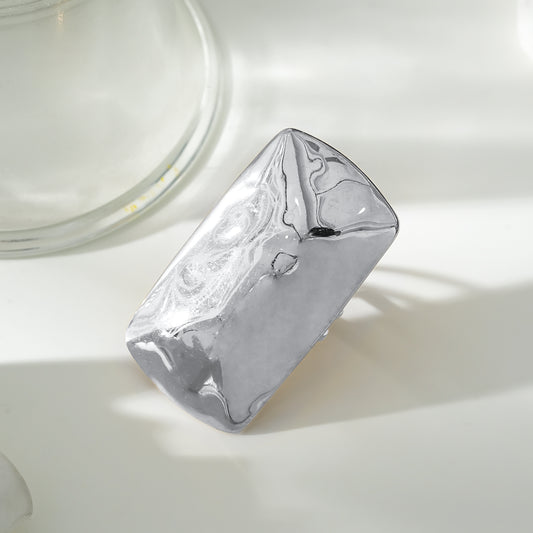 Bague Ajustable Plaque Rectangulaire Brillante