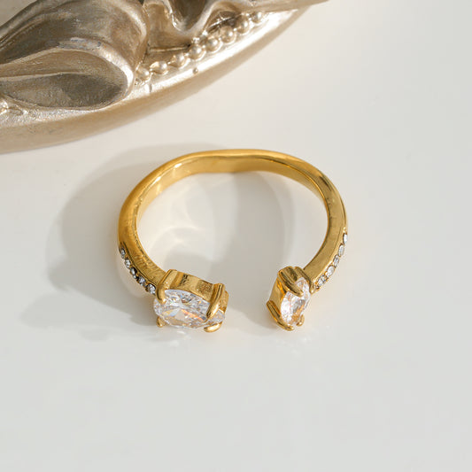 Bague En Petits Strass Avec Strass Sur Pointes Dorées